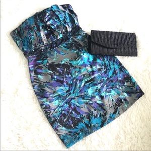 BCBGeneration Jewel-Toned Embellished Silk Dress